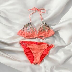 Victoria’s Secret Coral Sequin Bikini Set